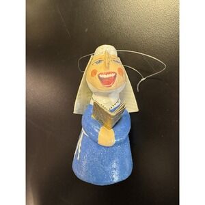 Paper Mache Nun Caroler Christmas Ornament 4.5" Vintage Unique Ornament Kitschy